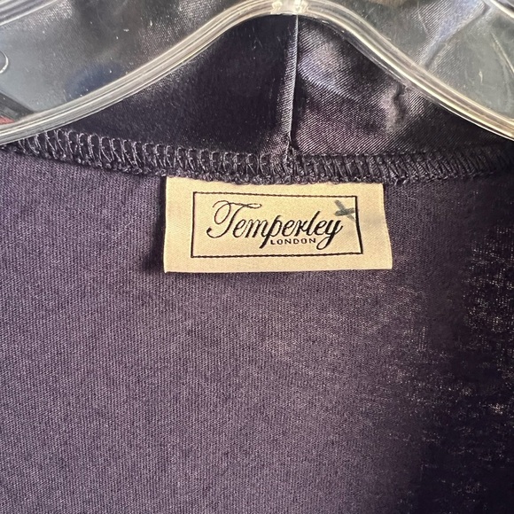 Temperley London Navy Blue Satin Collar Long Sleeve Top Medium - Picture 3 of 6